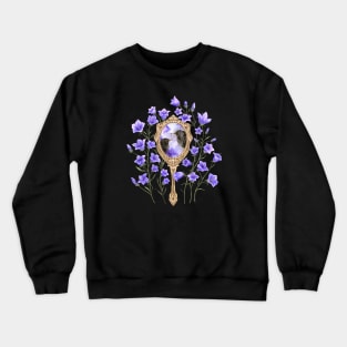 Bluebells, mirror and starlings Crewneck Sweatshirt